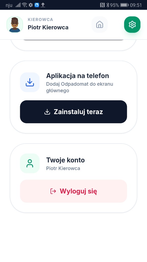 Przycisk instalacji w ustawieniach