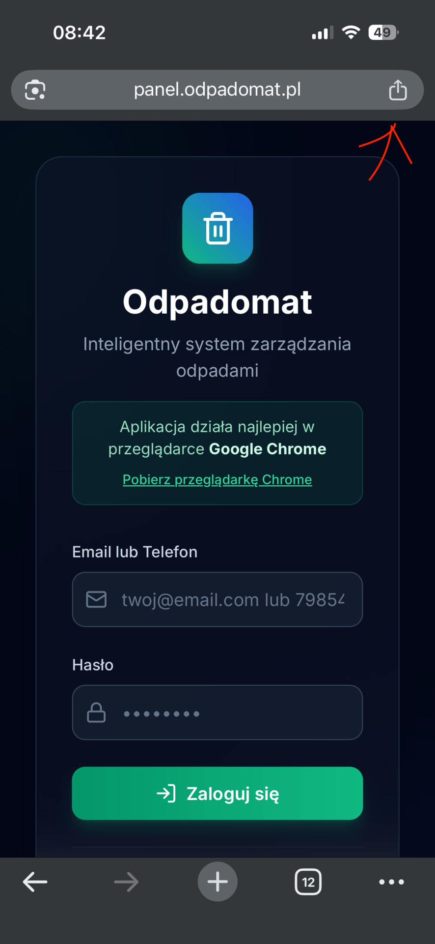 Instrukcja instalacji aplikacji Odpadomat na smartfonie iOS i Android