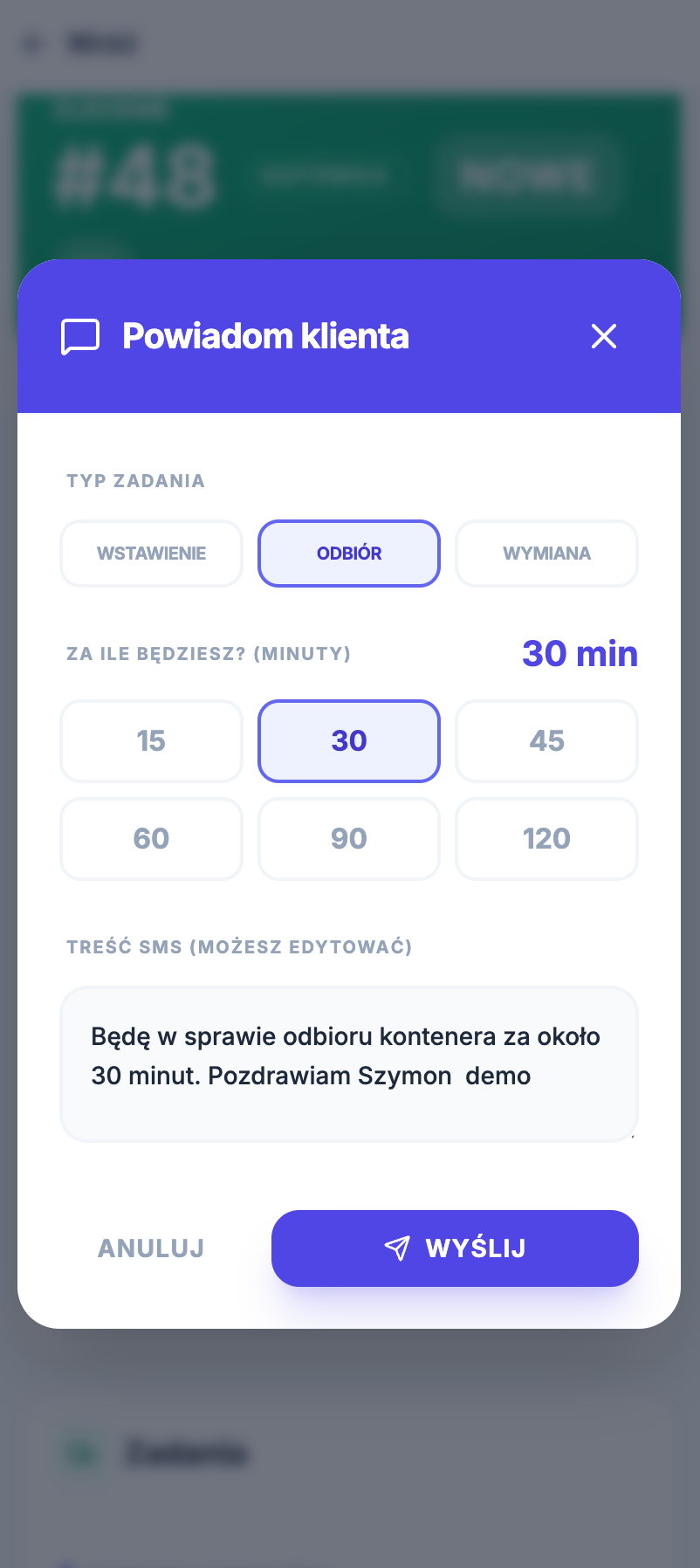 Potwierdzenie odbioru skipu i dokumentacja zdjęciowa kierowcy