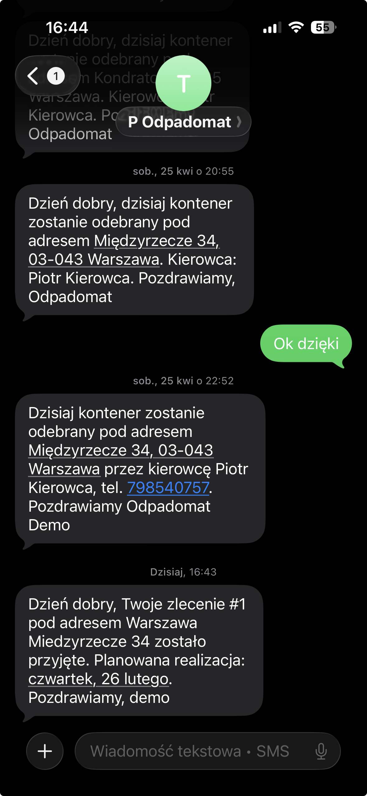 Panel zarządzania i wysyłka wiadomości SMS z systemu komunalnego